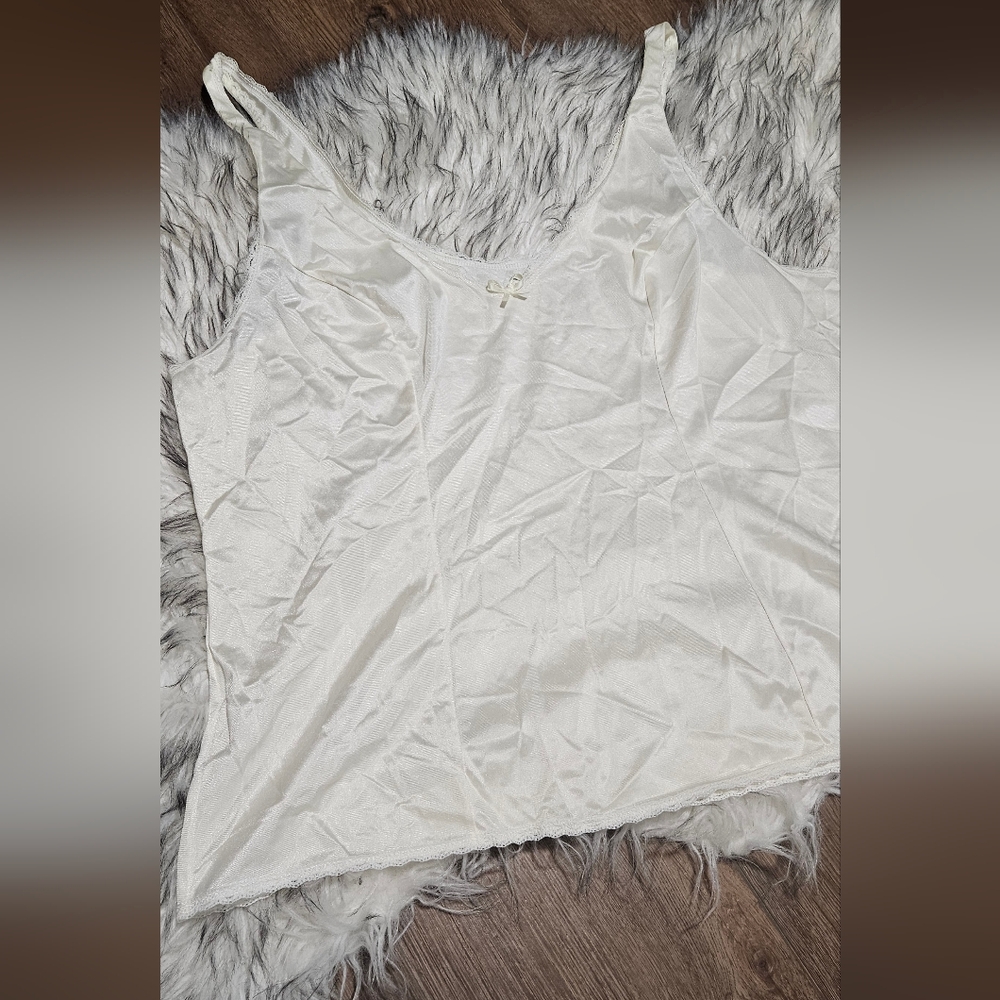 Vanity Fair White Cream Faux Satin Camisole